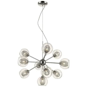 Spring Lighting - 10 Light Multi Arm Ceiling Pendant Mesh Chrome, Clear, G9