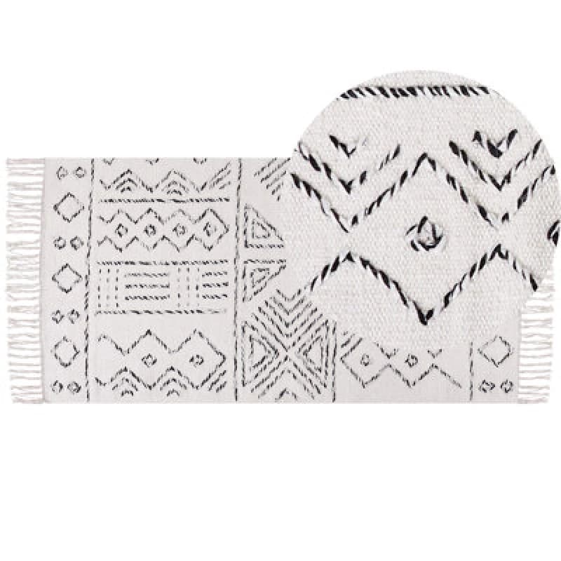 Beliani Rug Alkent White 80 X 150 Cm Wool