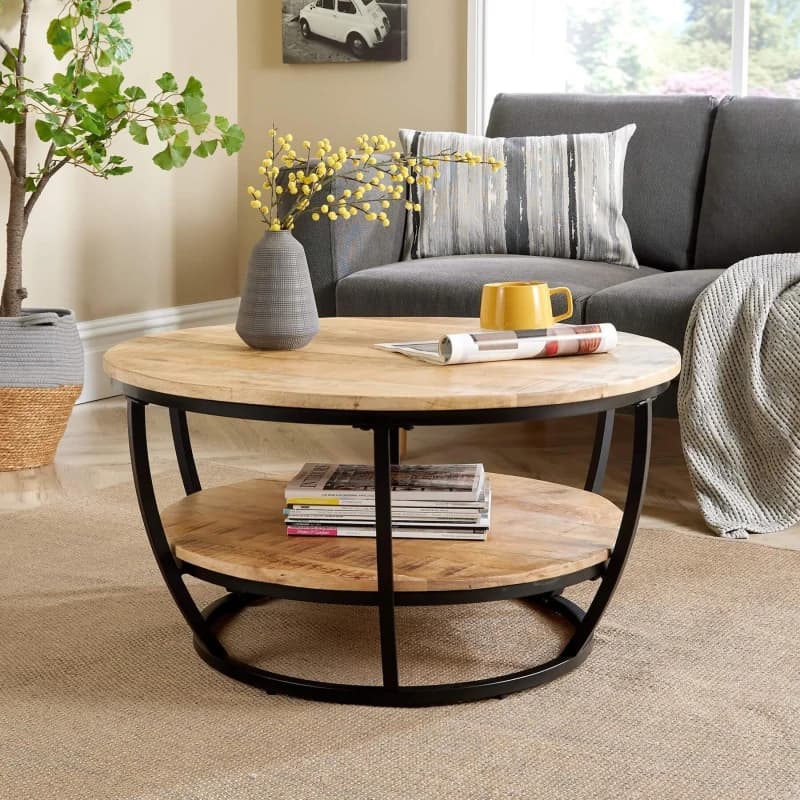 Home Source Albany Mango Wood Round Coffee Table