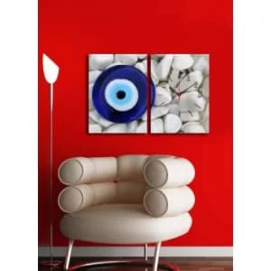 2P3040CSMOR-9 Multicolor Decorative Canvas Wall Clock (2 Pieces)