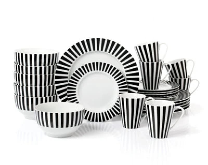 Waterside Waterside Stripe 24 Piece Dinner Set Monochrome MP03101