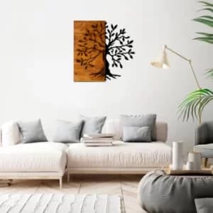 Agac Walnut Black Decorative Wooden Wall Accessory
