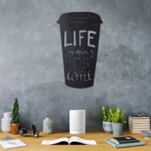 Coffee Cup Black Decorative Metal Wall Accessory