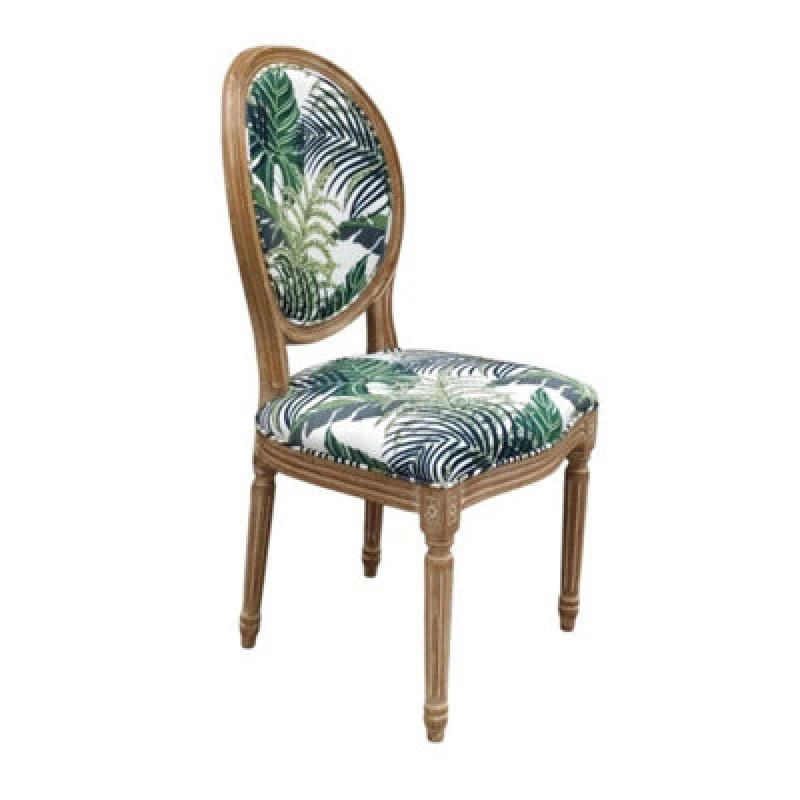 MSL 97CM PALM LEAF FABRIC LOUIS CHAIR