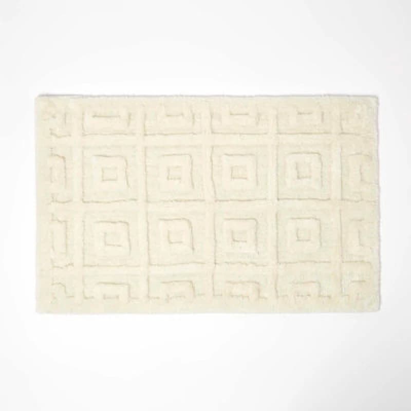 Homescapes 100% Cotton Tufted Tile Bath Mat Beige