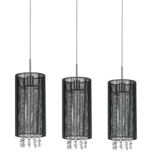 Netlighting Hanging Pendant Black 3 Light with Crystal Shade, E14