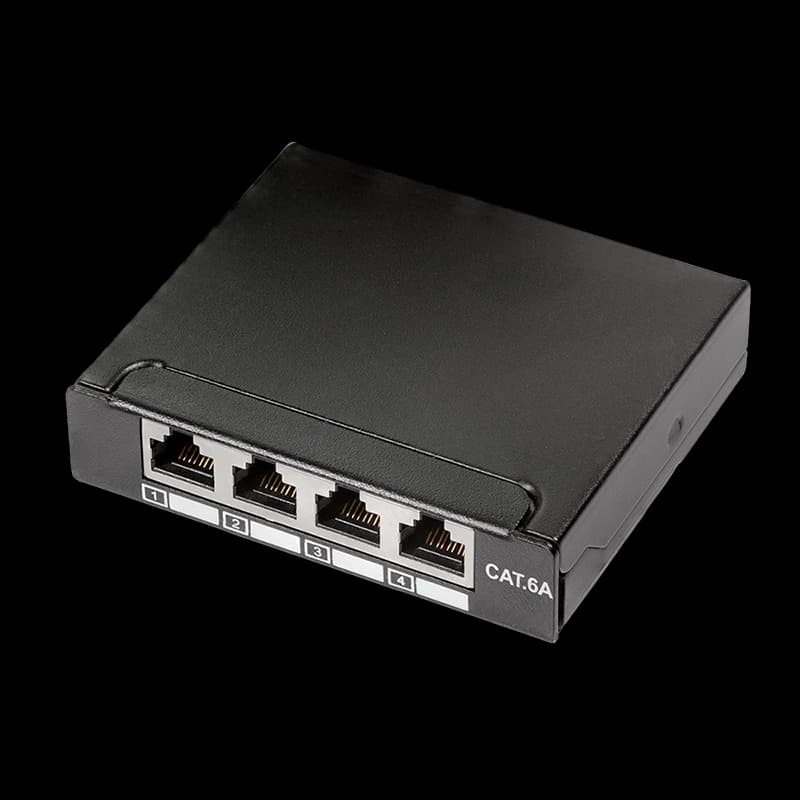 LogiLink Cat.6A Patch Panel 4-Port mini desktop. shielded. black