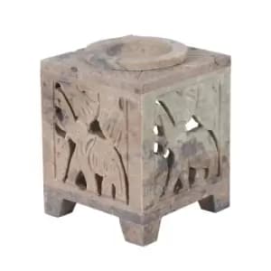 Carved Elephant Oil Soapstone Burner