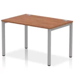 Impulse Bench Single Row 1200 Silver Frame Office Bench Desk Walnut