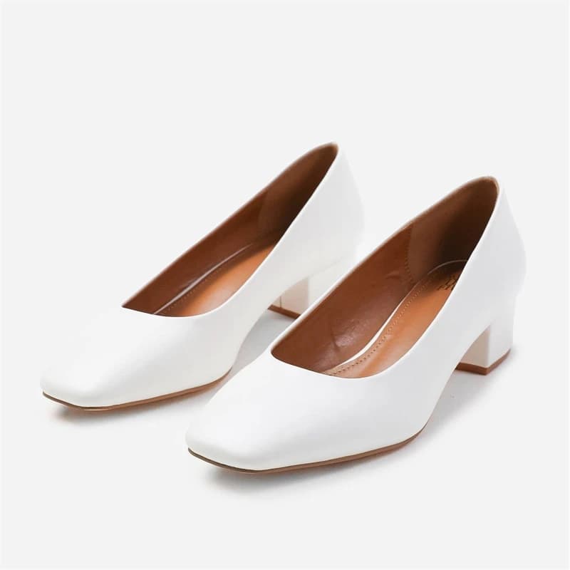 Where's That From 'Seattle' Low Block Heel With Square Toe White