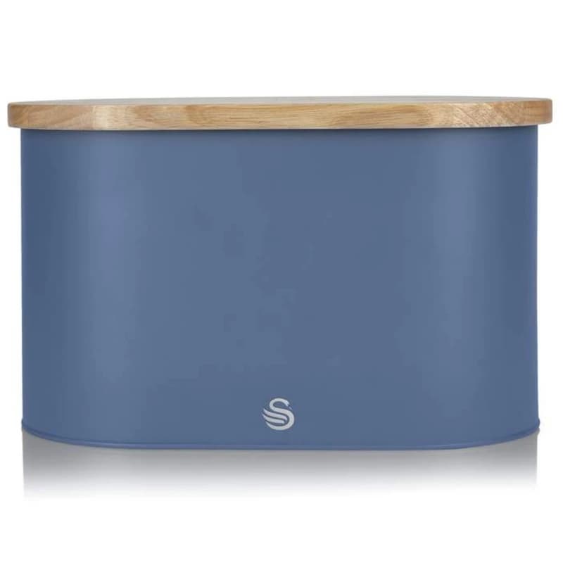 Swan Nordic Bread Bin with Wooden Lid - Swan SWKA17512BLUN