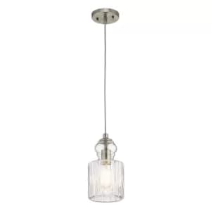 Riviera 1 Light Pendant, Brushed Nickel, E27