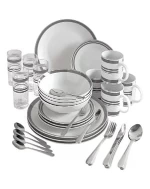 36 Piece Bistro Stripe Dinner Set
