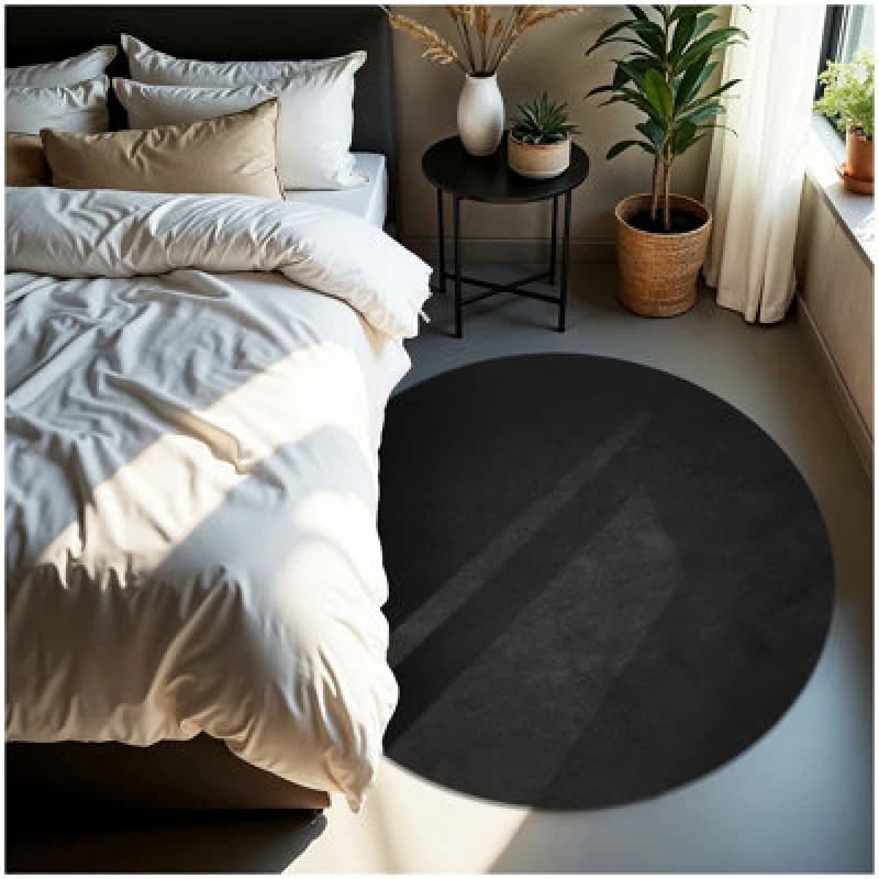 Tectake Rug Zonelle - Short Pile And Ultra-Soft, Rectangular Or Round 120 Cm - Black