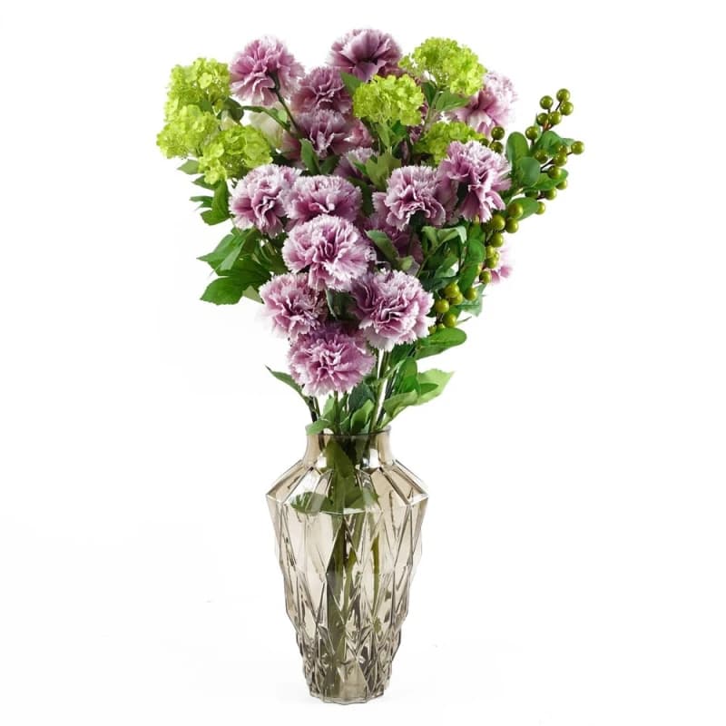 Leaf Leaf 70cm Pink Carnation Display Glass Vase Green