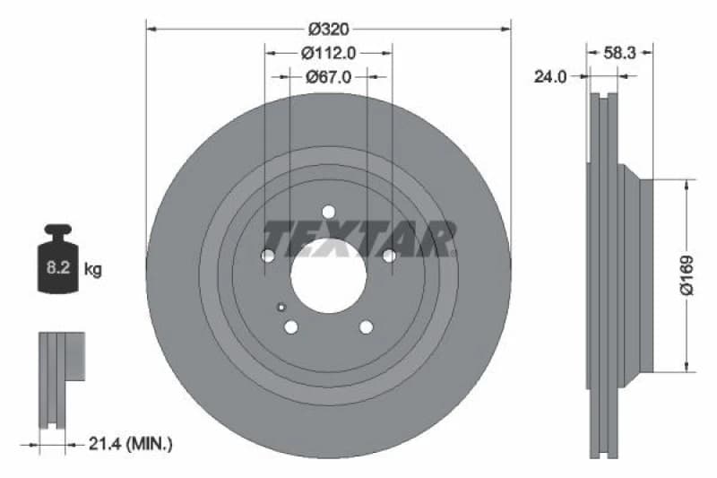 Brake disc TEXTAR 92160705