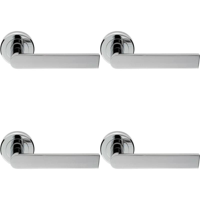 Loops 4x PAIR Flat Rectangular Bar Handle on Round Rose Concealed Fix Polished Chrome Multi