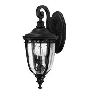 3 Light Outdoor Medium Wall Lantern Light Black IP44, E14