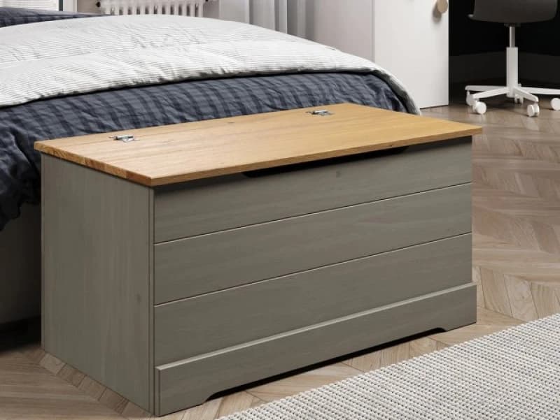 Core Corona Compact Grey and Waxed Pine Blanket Box