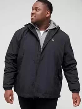 Zip Through Hooded Jacket - Jet Black - Plus - XXXL