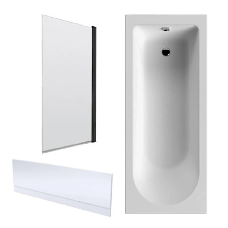 Balterley Round Bathtub Front Panel and Bath Screen Black Black