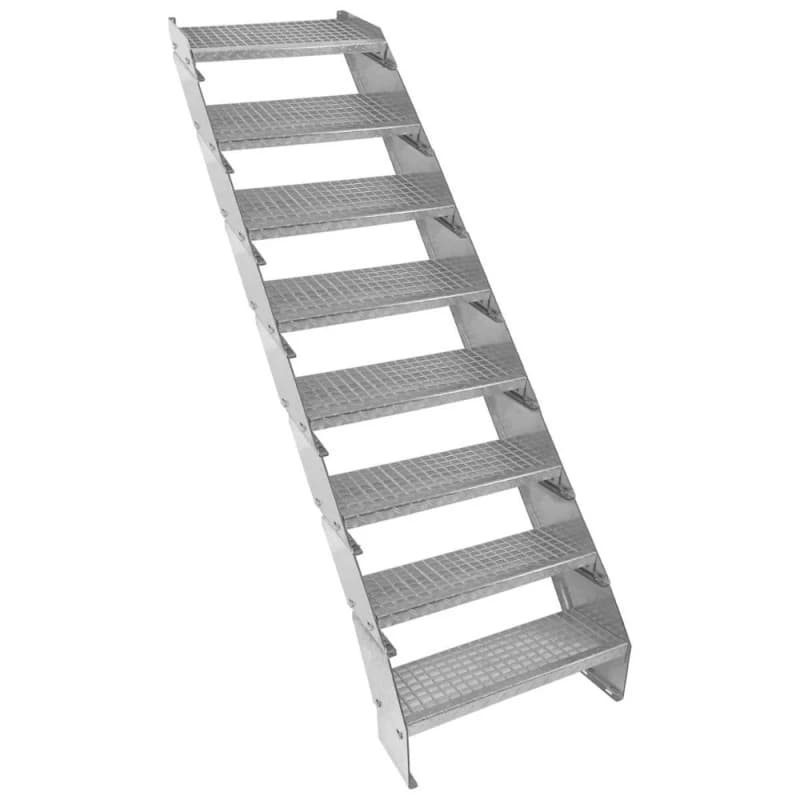 Monstershop Adjustable 8 Section Galvanised Staircase - 600mm Wide Silver