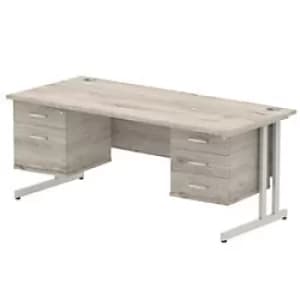 Trexus Rectangular Desk Silver Cantilever Leg 1800x800mm Double Fixed