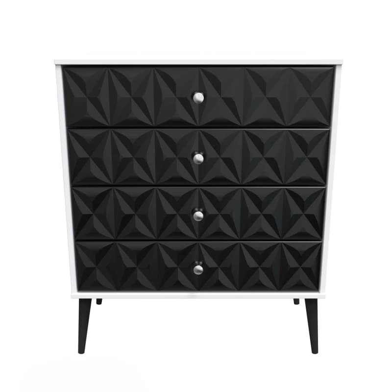 Toledo 4 Drawer Chest In Deep Black & White (Ready Assembled)