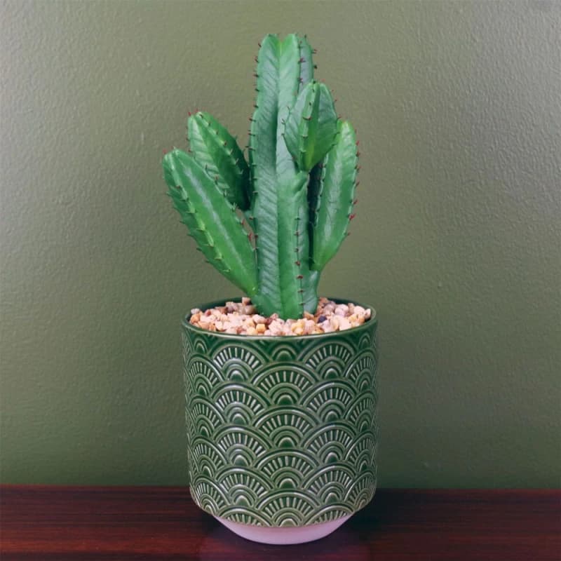 Leaf Artificial Cactus Cacti Planter Green Ceramic Botanik Green