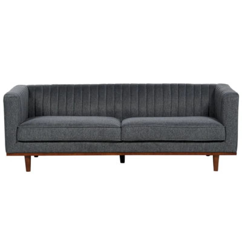 Beliani Sofa 3 Seater Skaule Fabric Dark Grey