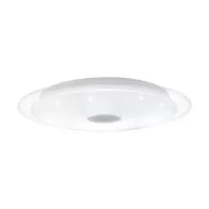 Wall Flush Ceiling Light White Shade White Chrome Plastic Crystal Effect LED 24W