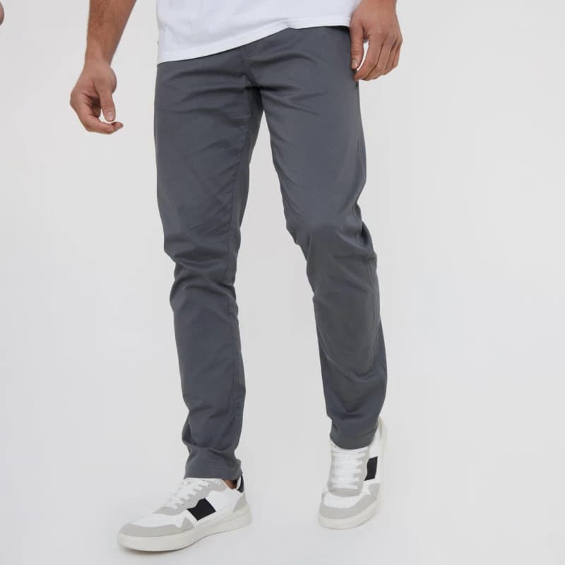 Threadbare Cotton Regular Fit Chino Trousers with Stretch - Grey Grey One Size