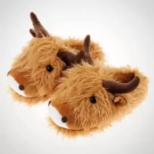 Fuzzy Friends Highland Cow Slippers, Polyester