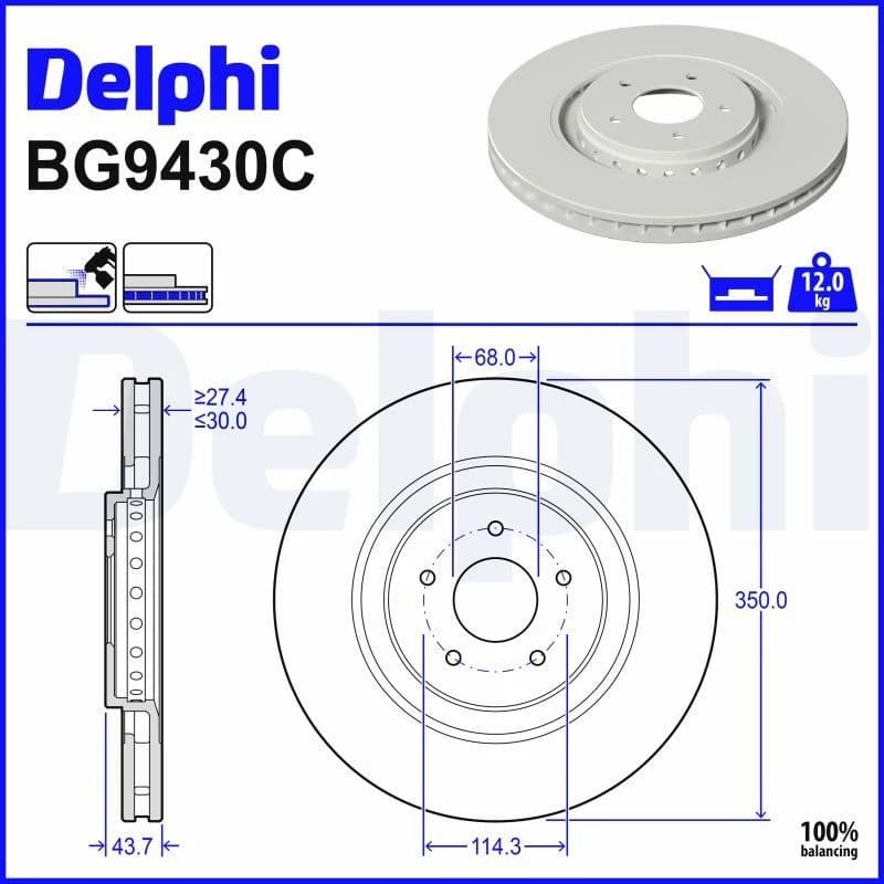 DELPHI Brake disc DELPHI BG9430C
