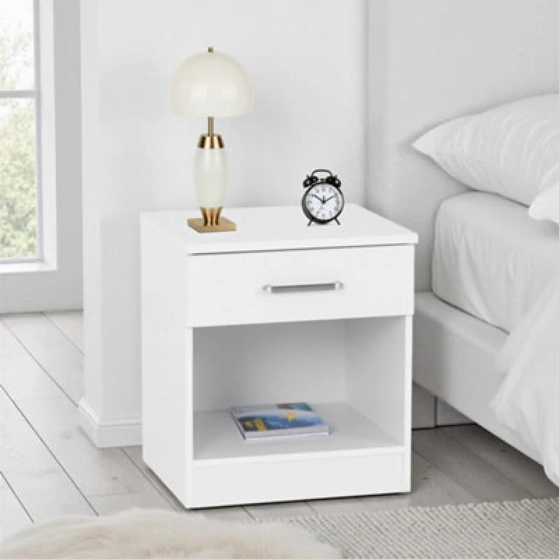 Seconique Dakota 1 Drawer Bedside - White 100-103-111