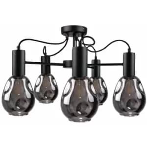 Keter Kari Multi Arm Semi Flush Ceiling Light Black, 60cm, 5x E27