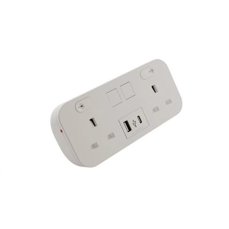 POWERDATA ICON White DESKTOP 2X POWER - DUAL USB A&C