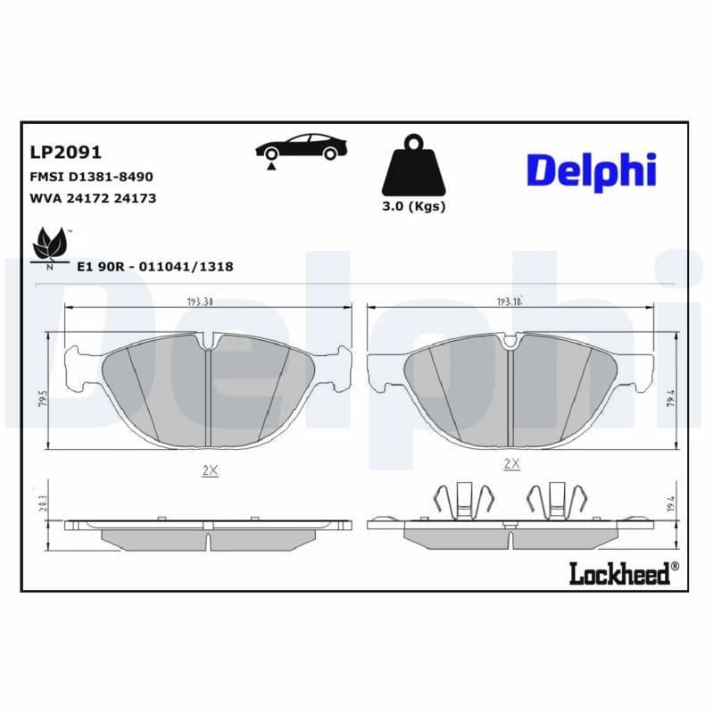 DELPHI Brake pad set DELPHI LP2091