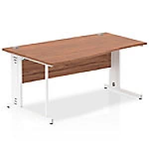 Impulse 1600 Left Hand White Cable Managed Leg Wave Desk Walnut