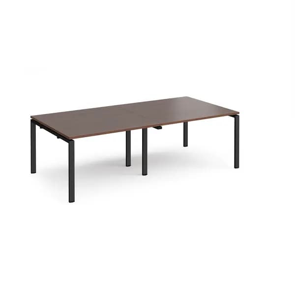 Adapt Rectangular Office Boardroom Table - Walnut - Black Frame - W2400mm