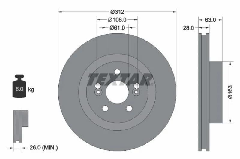 Brake disc TEXTAR 92167703