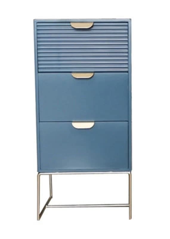 MSL 64cm Blue Wooden 3 Drawer Bedside Table 9160