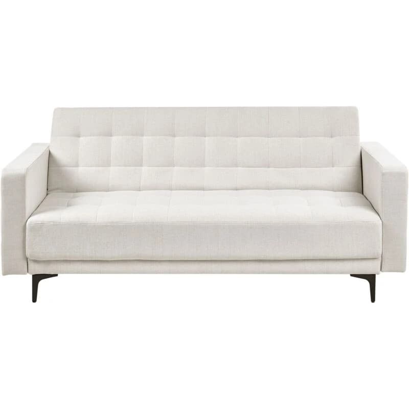 Beliani Sofa Bed 3 Seater Aberdeen Fabric Off-White