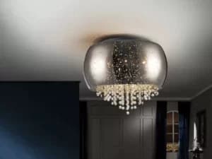 Caelum 5 Light Crystal Flush Ceiling Light Chrome, G9