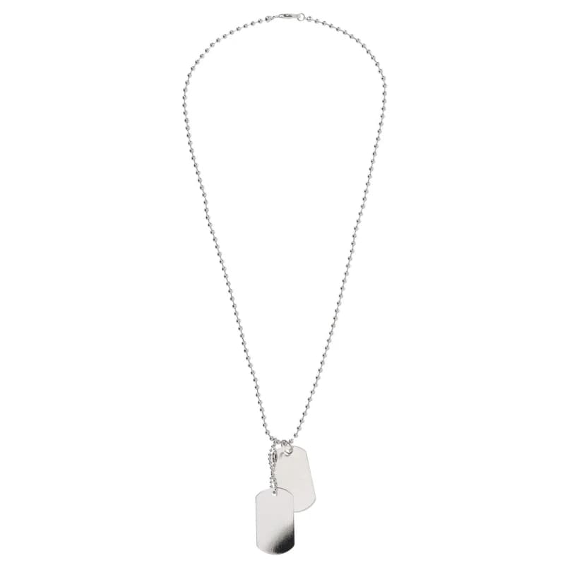 Fabric Metal Tag Necklace - Silver Silver One Size