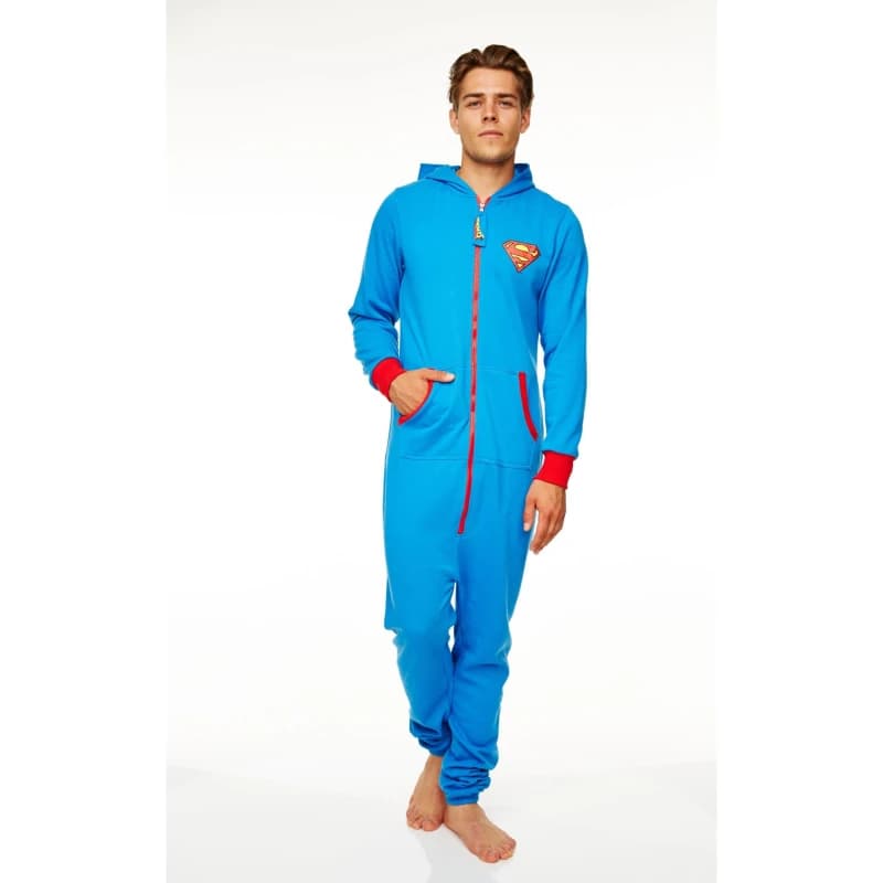 DC Comics Superman Blue Jumpsuit Onesie Blue One Size