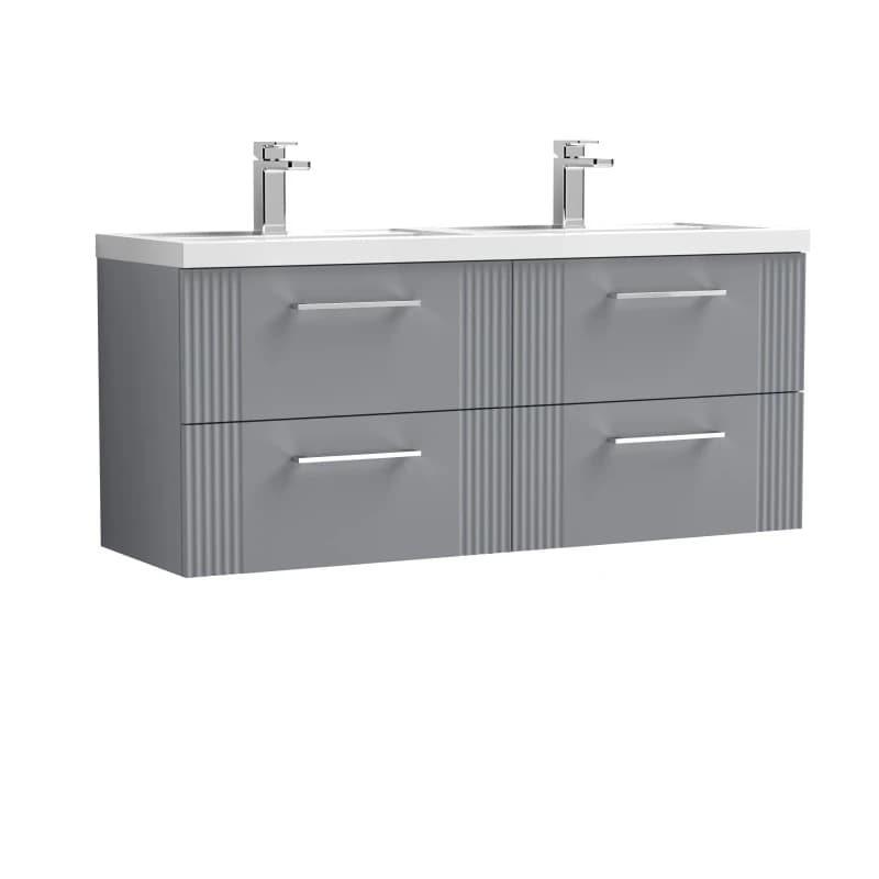 Balterley 4 Drawer Wall Hung Vanity Unit Double Polymarble Basin Grey 1200mm Grey