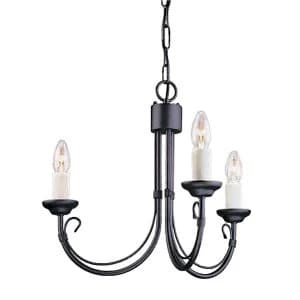 Chandelier 3 Light Black Finish, E14
