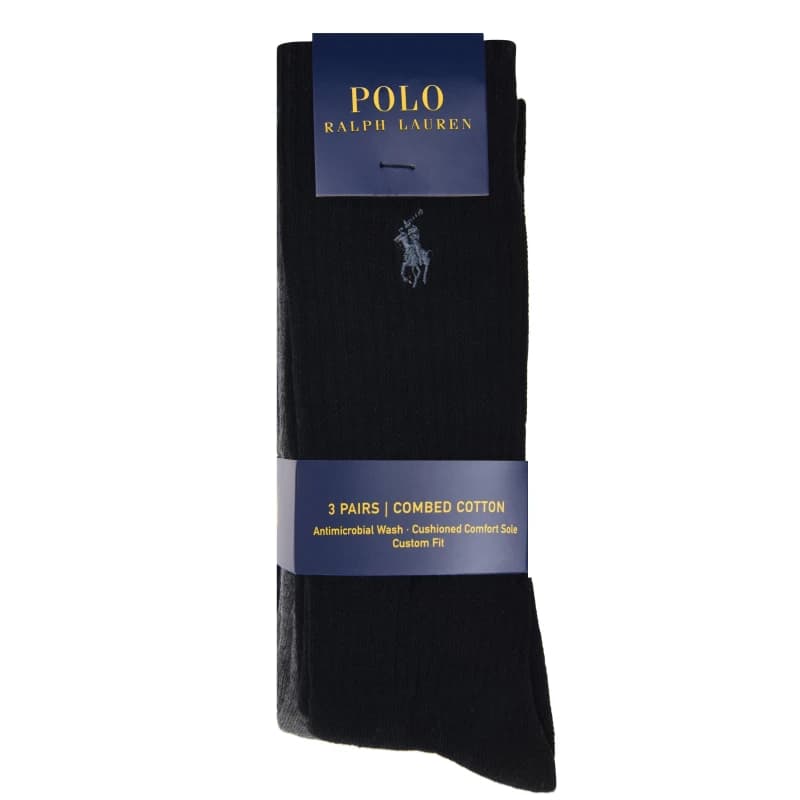 Ralph Lauren Three Pack Crew Socks - Black One Size