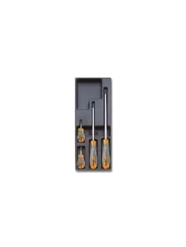 Beta Tools T173 4pc Phillips Screwdriver Set in Tray for Roller Cabs 024240173